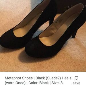 Metaphor black suede heels 9 1/2
